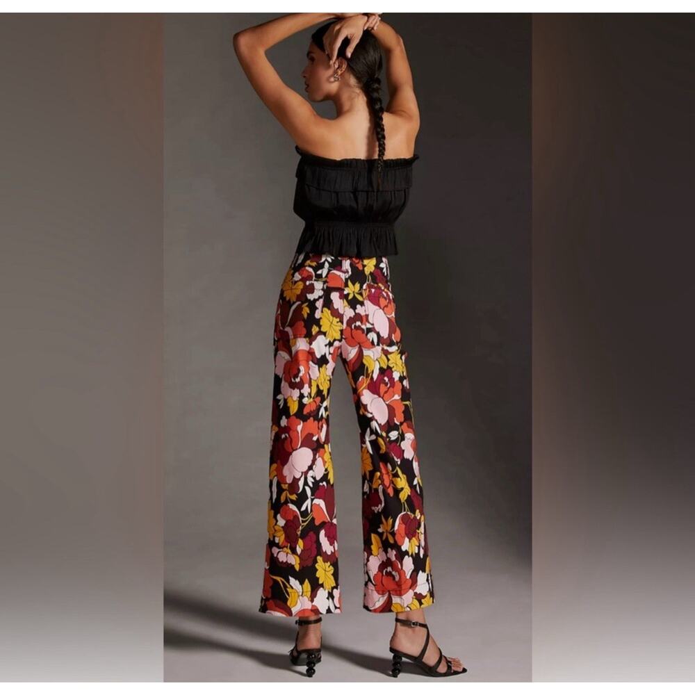 Maeve The Colette Cropped Wide Leg Pants Sz 26x23 Floral AOP Linen Blend Petite - Picture 2 of 8